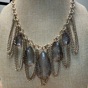 Banana Republic Gold and Crystal Look Statement Necklace